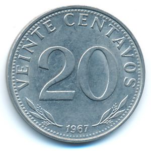 Bolivia, 20 centavos, 1967