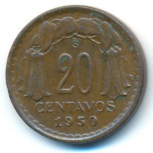 Chile, 20 centavos, 1950