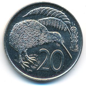 New Zealand, 20 cents, 1980