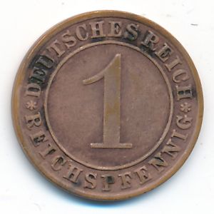 Веймарская республика, 1 рейхспфенниг (1929 г.)