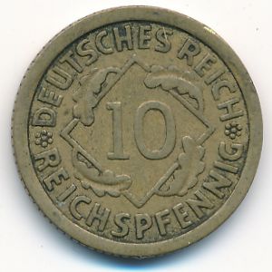 Веймарская республика, 10 рейхспфеннигов (1924 г.)