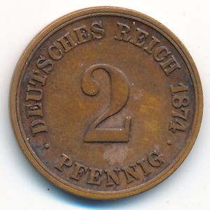 Germany, 2 pfennig, 1874