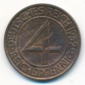 Веймарская республика, 4 рейхспфеннига (1932 г.)