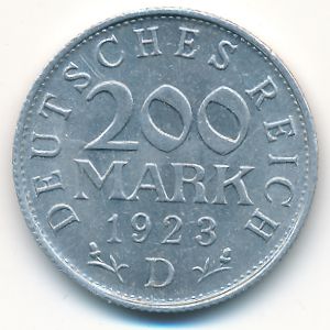 Weimar Republic, 200 mark, 1923