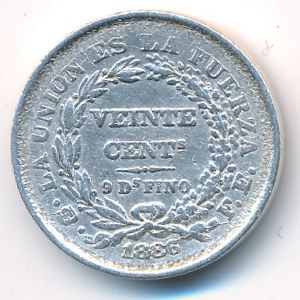 Bolivia, 20 centavos, 1886