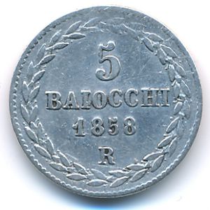 Papal States, 5 baiocchi, 1858