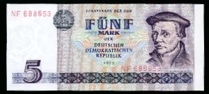 German Democratic Republic, 5 марок, 1975