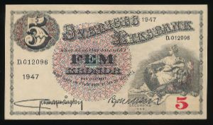 Швеция, 5 крон (1947 г.)