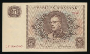 Швеция, 5 крон (1956 г.)