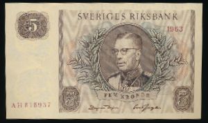 Швеция, 5 крон (1963 г.)