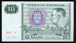 Швеция, 10 крон (1977 г.)