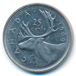 Canada, 25 cents, 1969