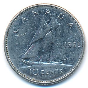 Канада, 10 центов (1968 г.)