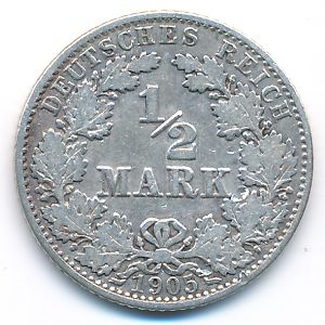 Germany, 1/2 mark, 1905