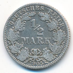 Germany, 1/2 mark, 1905