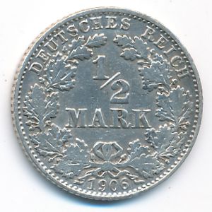 Германия, 1/2 марки (1906 г.)
