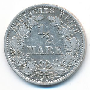 Германия, 1/2 марки (1906 г.)