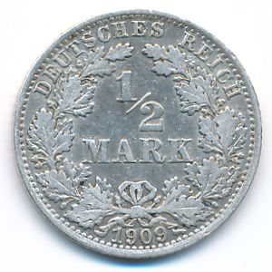 Германия, 1/2 марки (1909 г.)