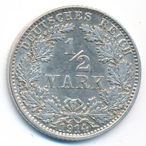 Германия, 1/2 марки (1914 г.)