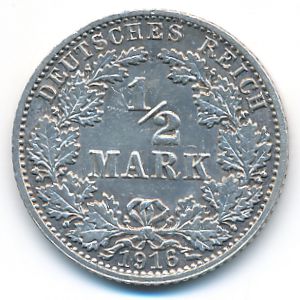 Германия, 1/2 марки (1916 г.)