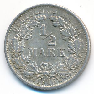 Германия, 1/2 марки (1916 г.)