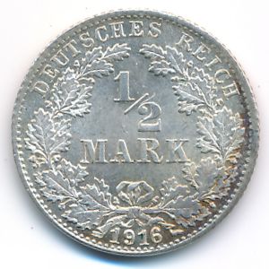 Германия, 1/2 марки (1916 г.)
