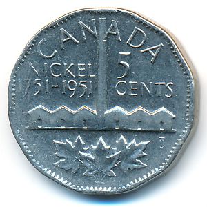 Canada, 5 cents, 1951