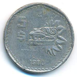 Mexico, 5 pesos, 1980