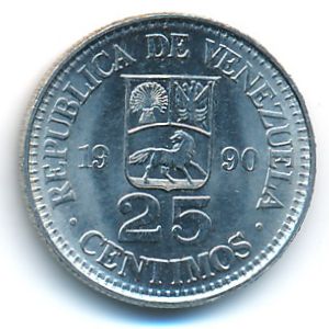 Венесуэла, 25 сентимо (1990 г.)