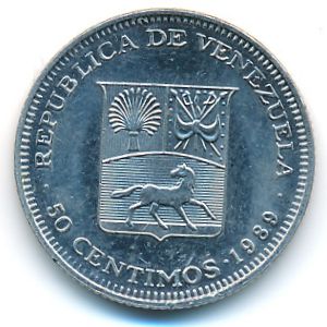 Venezuela, 50 centimos, 1989