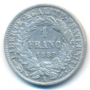 Франция, 1 франк (1887 г.)