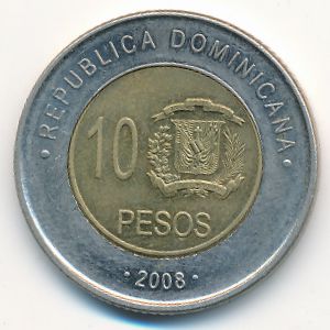 Доминиканская республика, 10 песо (2008 г.)