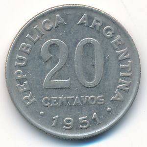 Аргентина, 20 сентаво (1951 г.)