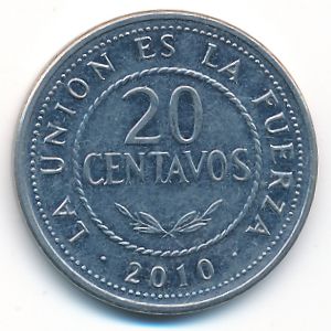 Bolivia, 20 centavos, 2010