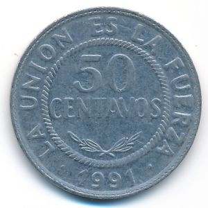 Bolivia, 50 centavos, 1991