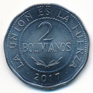 Bolivia, 2 bolivianos, 2017