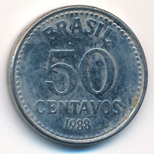 Brazil, 50 centavos, 1988