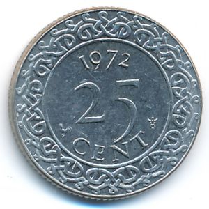 Suriname, 25 cents, 1972