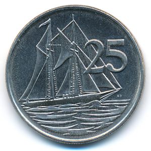 Каймановы острова, 25 центов (1992 г.)