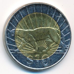 Уругвай, 10 песо (2015 г.)