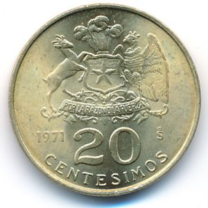 Chile, 20 centesimos, 1971