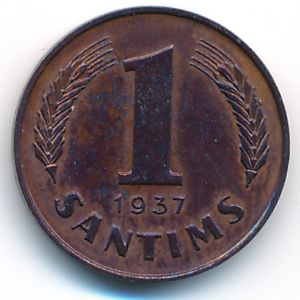 Latvia, 1 santims, 1937