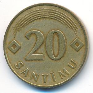 Латвия, 20 сантим (1992 г.)