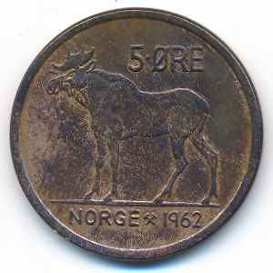 Norway, 5 ore, 1962