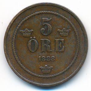 Швеция, 5 эре (1888 г.)