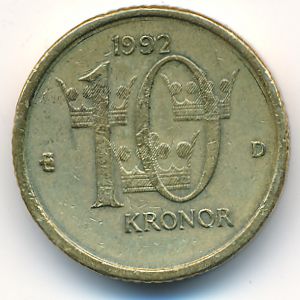 Швеция, 10 крон (1992 г.)