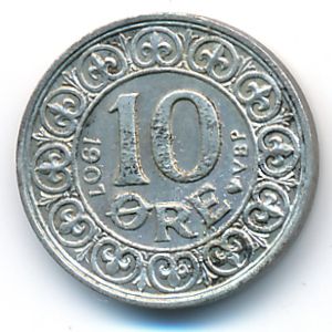 Denmark, 10 ore, 1907
