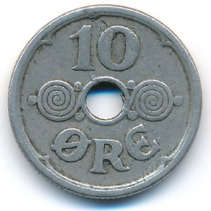 Denmark, 10 ore, 1924