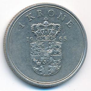 Denmark, 1 krone, 1965