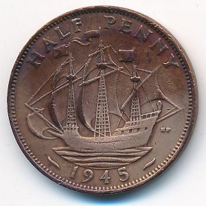 Great Britain, 1/2 penny, 1945